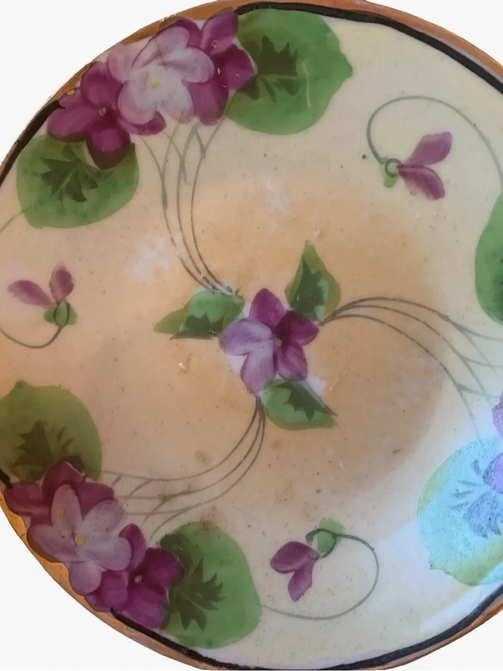 Nippon Art Nouveau Hand Painted Violets 4 Tea Cups & Saucers See Description‎